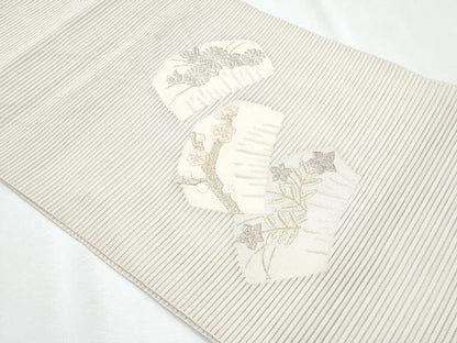 平和屋着物＊夏物　八寸名古屋帯　絽綴れ　刺繍　簪　枝花文　金銀糸　正絹　逸品　CABI5805fb