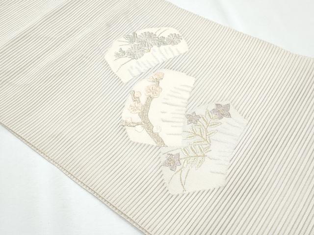 平和屋着物＊夏物　八寸名古屋帯　絽綴れ　刺繍　簪　枝花文　金銀糸　正絹　逸品　CABI5805fb