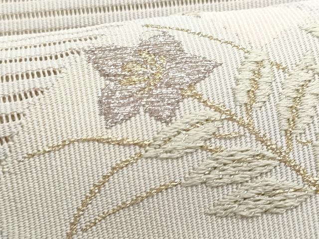 平和屋着物＊夏物　八寸名古屋帯　絽綴れ　刺繍　簪　枝花文　金銀糸　正絹　逸品　CABI5805fb