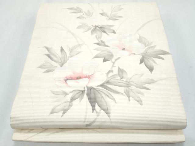 平和屋着物＊夏物　九寸開き名古屋帯　手描き　刺繍　枝花文　金糸　正絹　逸品　CABI5806fb