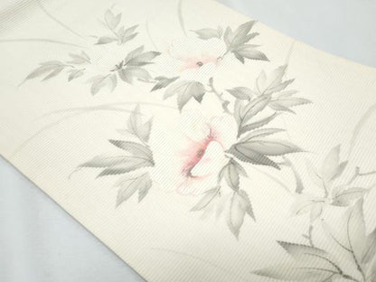 平和屋着物＊夏物　九寸開き名古屋帯　手描き　刺繍　枝花文　金糸　正絹　逸品　CABI5806fb