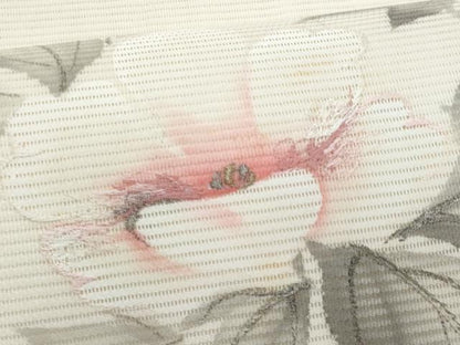 平和屋着物＊夏物　九寸開き名古屋帯　手描き　刺繍　枝花文　金糸　正絹　逸品　CABI5806fb