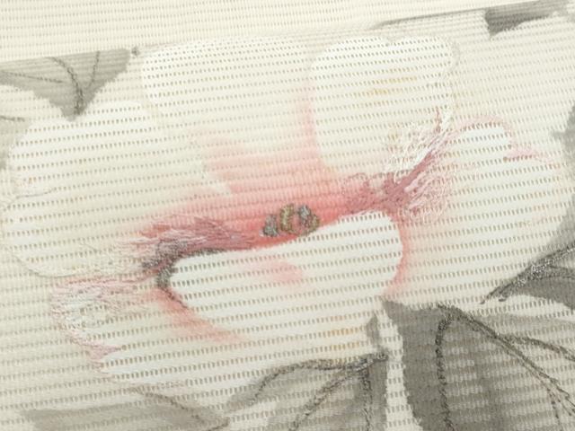 平和屋着物＊夏物　九寸開き名古屋帯　手描き　刺繍　枝花文　金糸　正絹　逸品　CABI5806fb