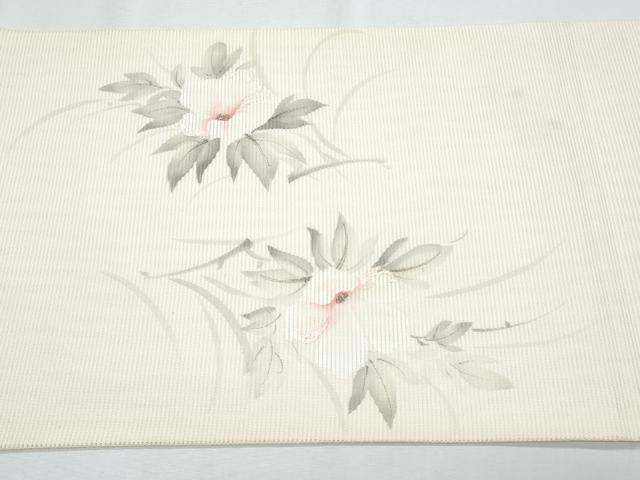 平和屋着物＊夏物　九寸開き名古屋帯　手描き　刺繍　枝花文　金糸　正絹　逸品　CABI5806fb