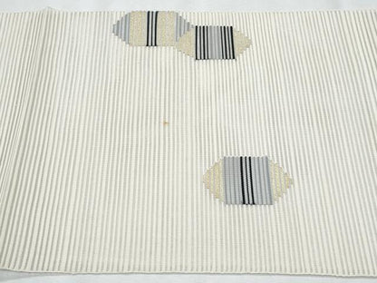 平和屋着物＊夏物　八寸名古屋帯　絽綴れ　幾何学文様　金糸　正絹　逸品　CABI5807fb
