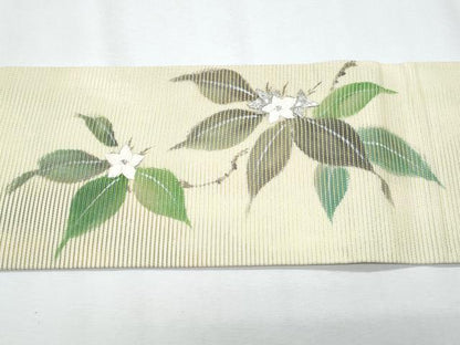 平和屋着物＊夏物　九寸名古屋帯　刺繍　枝花文　金銀糸　正絹　逸品　CABI5812fb