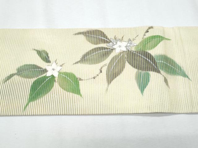 平和屋着物＊夏物　九寸名古屋帯　刺繍　枝花文　金銀糸　正絹　逸品　CABI5812fb