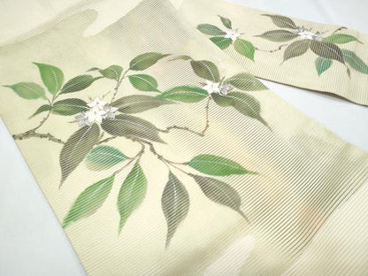 平和屋着物＊夏物　九寸名古屋帯　刺繍　枝花文　金銀糸　正絹　逸品　CABI5812fb