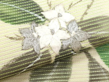 平和屋着物＊夏物　九寸名古屋帯　刺繍　枝花文　金銀糸　正絹　逸品　CABI5812fb