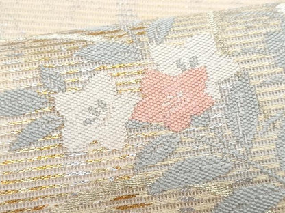 平和屋着物＊夏物　九寸名古屋帯　流水枝花文　金銀糸　正絹　逸品　CABI5817fb