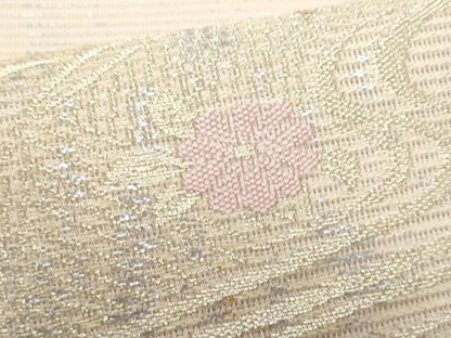 平和屋着物＊夏物　九寸名古屋帯　流水枝花文　金銀糸　正絹　逸品　CABI5817fb