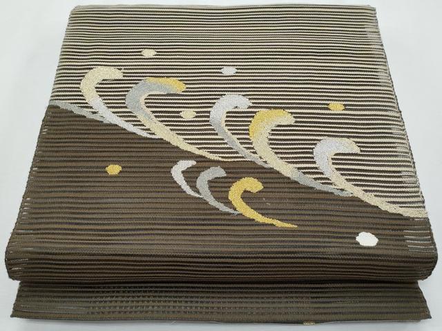 平和屋着物＊夏物　八寸名古屋帯　絽綴れ　立波文　金銀糸　正絹　逸品　CABI5819fb