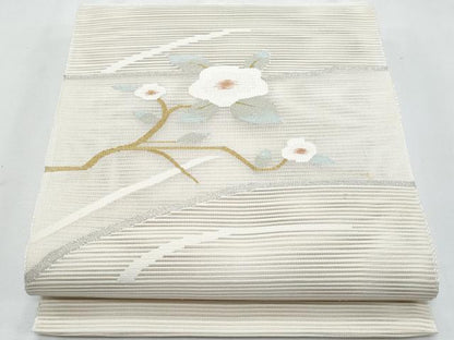 平和屋着物＊夏物　八寸名古屋帯　絽綴れ　枝花文　金銀糸　正絹　逸品　CABI5820fb