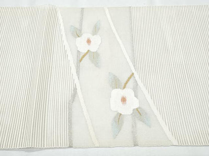 平和屋着物＊夏物　八寸名古屋帯　絽綴れ　枝花文　金銀糸　正絹　逸品　CABI5820fb