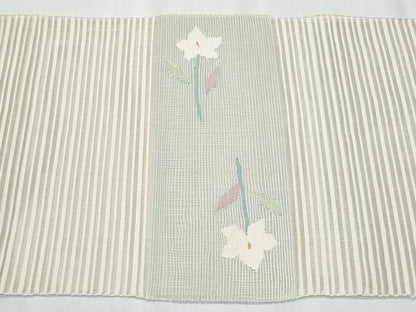 平和屋着物＊夏物　八寸名古屋帯　絽綴れ　桔梗　金糸　正絹　逸品　CABI5821fb
