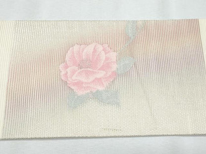 平和屋着物＊夏物　九寸名古屋帯　籬草花文　銀糸　正絹　逸品　CABI5822fb