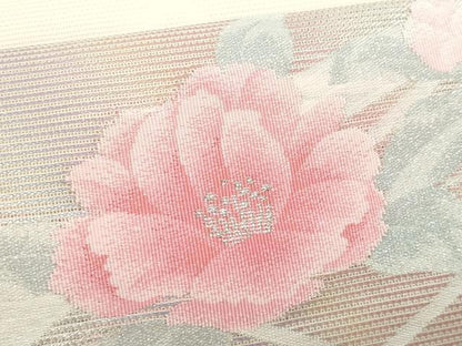 平和屋着物＊夏物　九寸名古屋帯　籬草花文　銀糸　正絹　逸品　CABI5822fb
