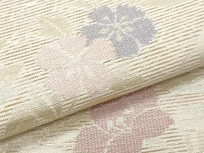平和屋着物＊夏物　六通柄　京袋帯　枝花文　金糸　正絹　逸品　CABI5824fb