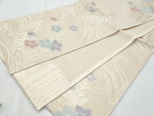 平和屋着物＊夏物　六通柄　京袋帯　枝花文　金糸　正絹　逸品　CABI5824fb