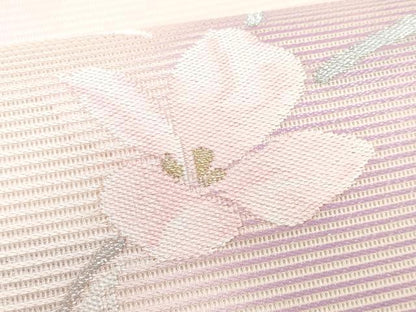 平和屋着物＊夏物　九寸開き名古屋帯　花唐草文　金銀糸　正絹　逸品　CABI5826fb