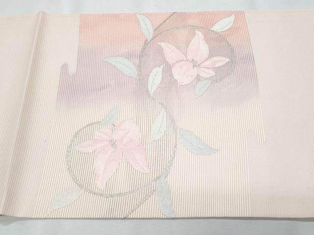 平和屋着物＊夏物　九寸開き名古屋帯　花唐草文　金銀糸　正絹　逸品　CABI5826fb