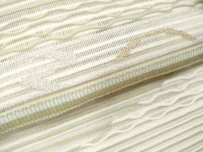 平和屋着物＊夏物　八寸名古屋帯　絽綴れ　横段花文　金銀糸　正絹　逸品　CABI5827fb