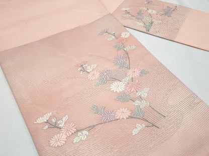 平和屋着物＊夏物　九寸名古屋帯　唐織　流水枝菊文　銀糸　CABI5828fb