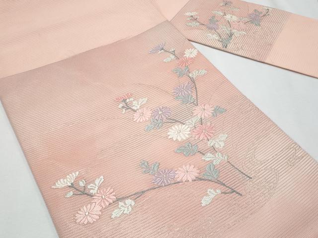平和屋着物＊夏物　九寸名古屋帯　唐織　流水枝菊文　銀糸　CABI5828fb