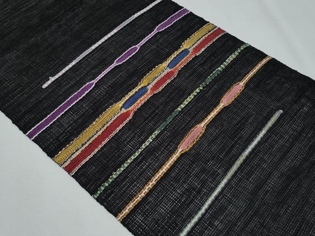 平和屋着物＊夏物　八寸名古屋帯　横段文　黒地　ゑり善扱い　正絹　逸品　CABI5835fb