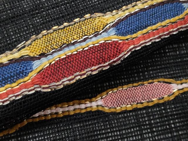 平和屋着物＊夏物　八寸名古屋帯　横段文　黒地　ゑり善扱い　正絹　逸品　CABI5835fb