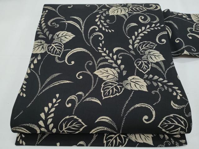 平和屋着物＊夏物　全通柄　九寸名古屋帯　桐唐草文　黒地　正絹　逸品　CABI5868fb