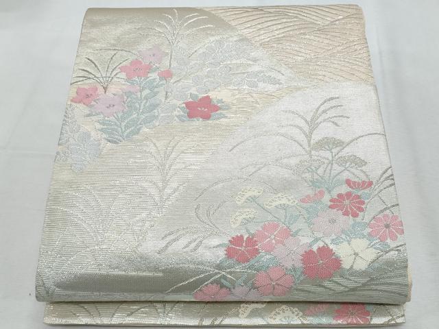 平和屋着物＊夏物　六通柄袋帯　流水枝花文　金銀糸　正絹　逸品　CABI5872fb