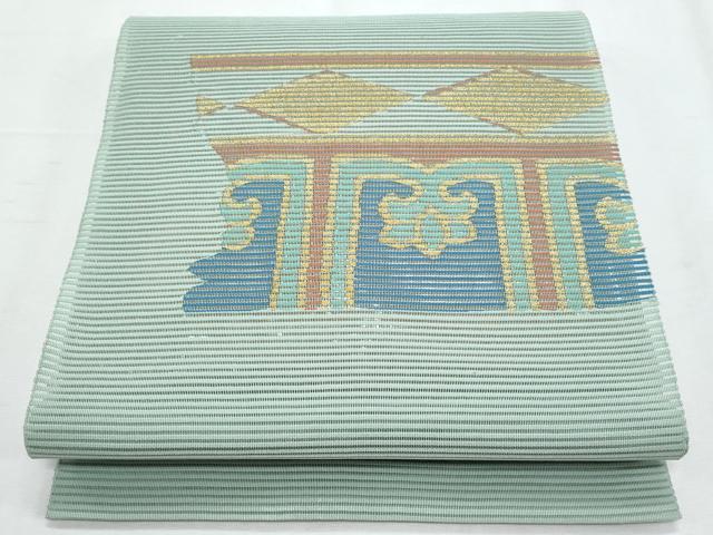平和屋着物＊夏物　九寸名古屋帯　絽綴れ　幾何学文様　金糸　正絹　逸品　CABI5873fb