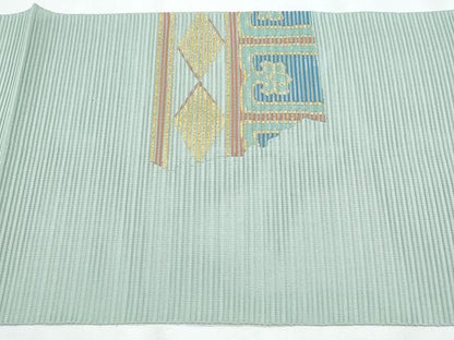 平和屋着物＊夏物　九寸名古屋帯　絽綴れ　幾何学文様　金糸　正絹　逸品　CABI5873fb
