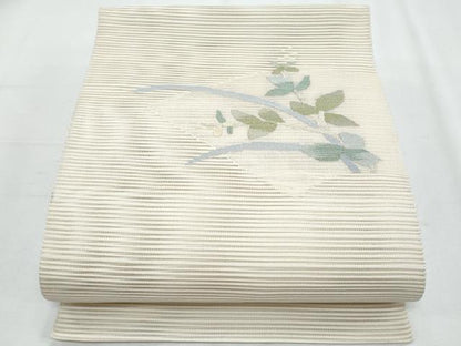 平和屋着物＊夏物　八寸名古屋帯　絽綴れ　枝葉文　金糸　正絹　逸品　CABI5874fb