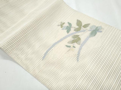 平和屋着物＊夏物　八寸名古屋帯　絽綴れ　枝葉文　金糸　正絹　逸品　CABI5874fb