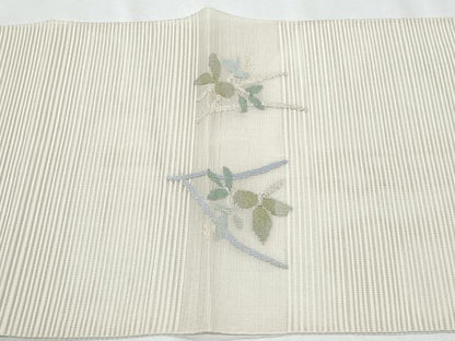 平和屋着物＊夏物　八寸名古屋帯　絽綴れ　枝葉文　金糸　正絹　逸品　CABI5874fb