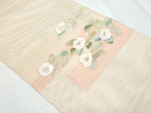 平和屋着物＊夏物　八寸名古屋帯　絽綴れ　枝椿　金銀糸　正絹　逸品　CABI5876fb