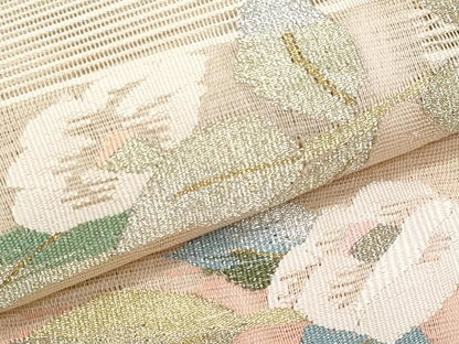 平和屋着物＊夏物　八寸名古屋帯　絽綴れ　枝椿　金銀糸　正絹　逸品　CABI5876fb