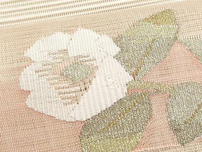 平和屋着物＊夏物　八寸名古屋帯　絽綴れ　枝椿　金銀糸　正絹　逸品　CABI5876fb
