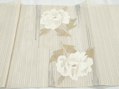 平和屋着物＊夏物　八寸名古屋帯　絽綴れ　枝花文　金銀糸　正絹　逸品　CABI5878fb