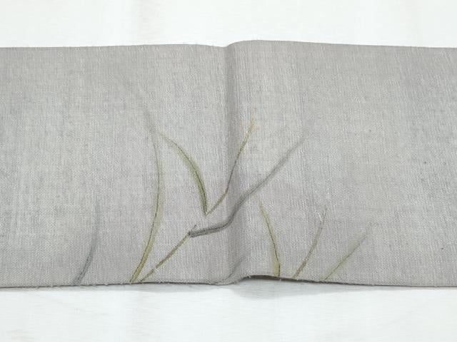 平和屋着物＊夏物　九寸名古屋帯　手描き　枝葉文　金銀彩　正絹　逸品　CABI5880fb