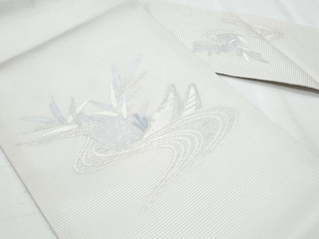 平和屋着物＊夏物　九寸名古屋帯　流水枝葉文　銀糸　正絹　逸品　CABI5881fb