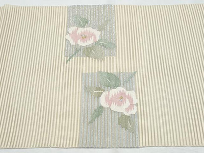 平和屋着物＊夏物　八寸名古屋帯　絽綴れ　枝花文　金銀糸　正絹　逸品　CABI5885fb