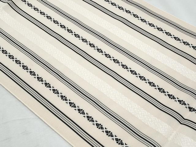 平和屋着物＊夏物　博多織人 黒木織物 本場筑前博多帯　八寸名古屋帯　紗献上　生成り色　博多金ラベル　正絹　逸品　CABI5888fb