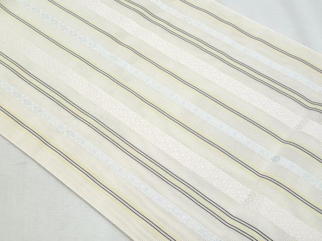 平和屋着物＊夏物　本場筑前博多織　八寸名古屋帯　紗献上　練色　正絹　逸品　CABI5895fb