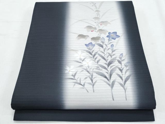 平和屋着物＊夏物　塩瀬　九寸開き名古屋帯　手描き　桔梗　正絹　逸品　CABI5912fb