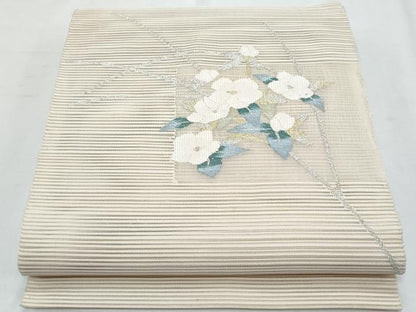 平和屋着物＊夏物　八寸名古屋帯　絽綴れ　枝花文　金銀糸　正絹　逸品　CABI5913fb