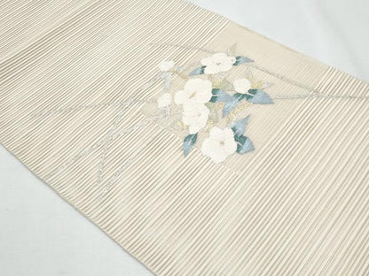 平和屋着物＊夏物　八寸名古屋帯　絽綴れ　枝花文　金銀糸　正絹　逸品　CABI5913fb