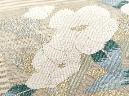平和屋着物＊夏物　八寸名古屋帯　絽綴れ　枝花文　金銀糸　正絹　逸品　CABI5913fb